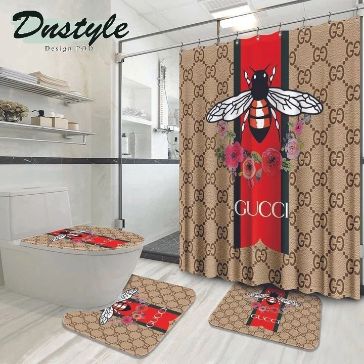 Gucci Luxury Fashion Brand Bathroom Set Shower Curtain #2037