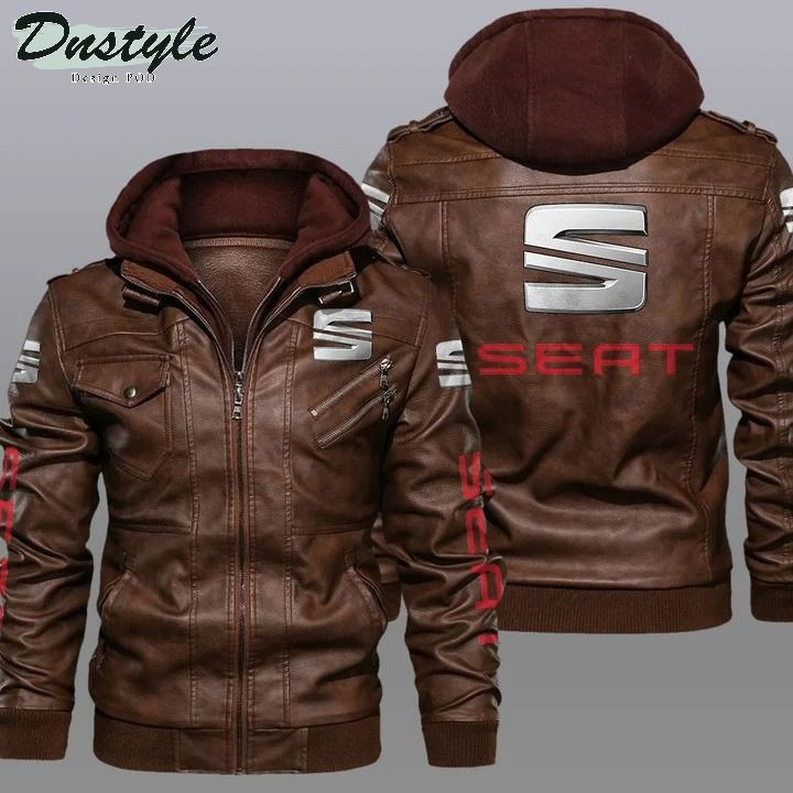 Seat hooded leather jacket