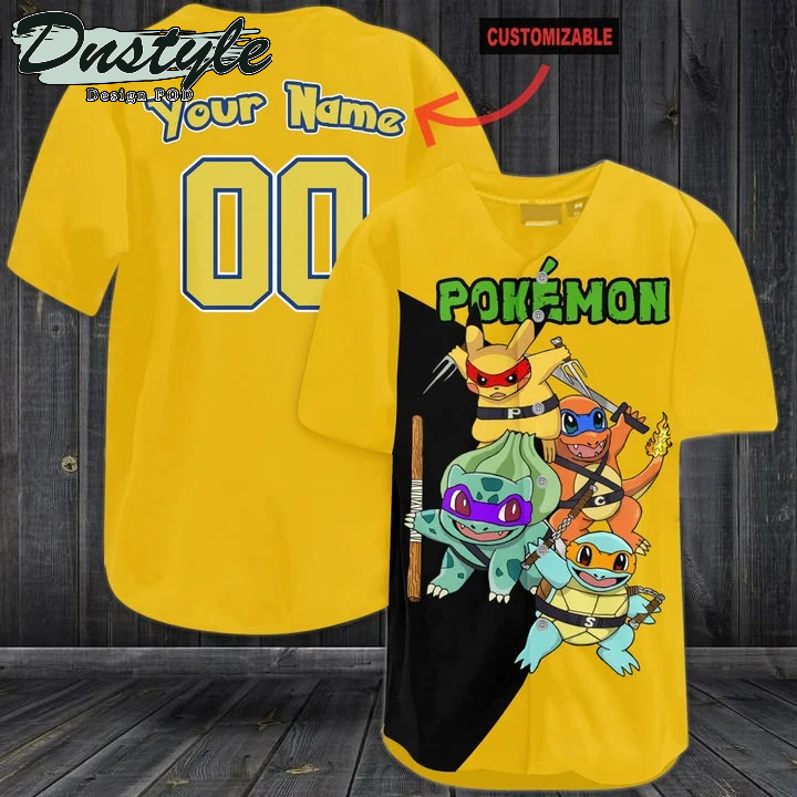 Ninja Pokemon Personalized Yellow Baseball Jersey