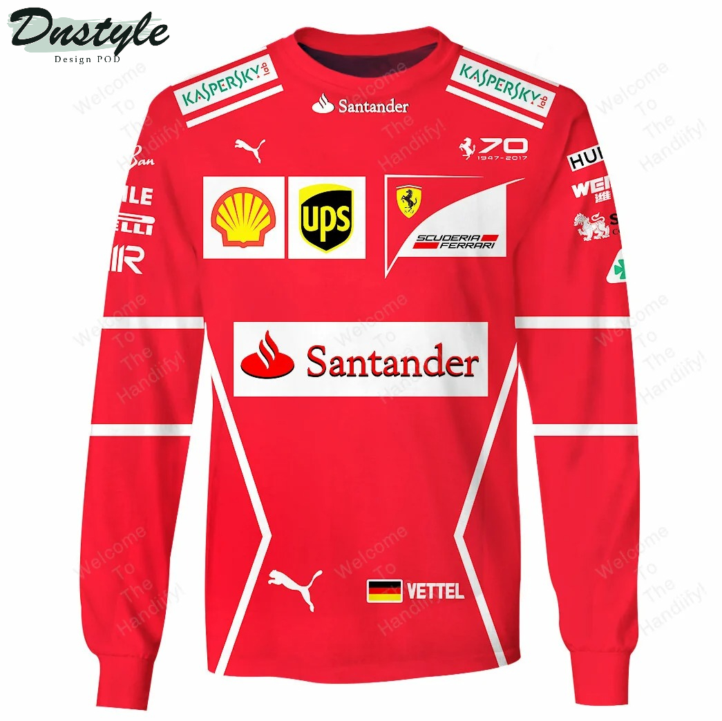 Sebastian Vettel Santander Racing Ups Scuderia Ferrari All Over Print 3D Hoodie