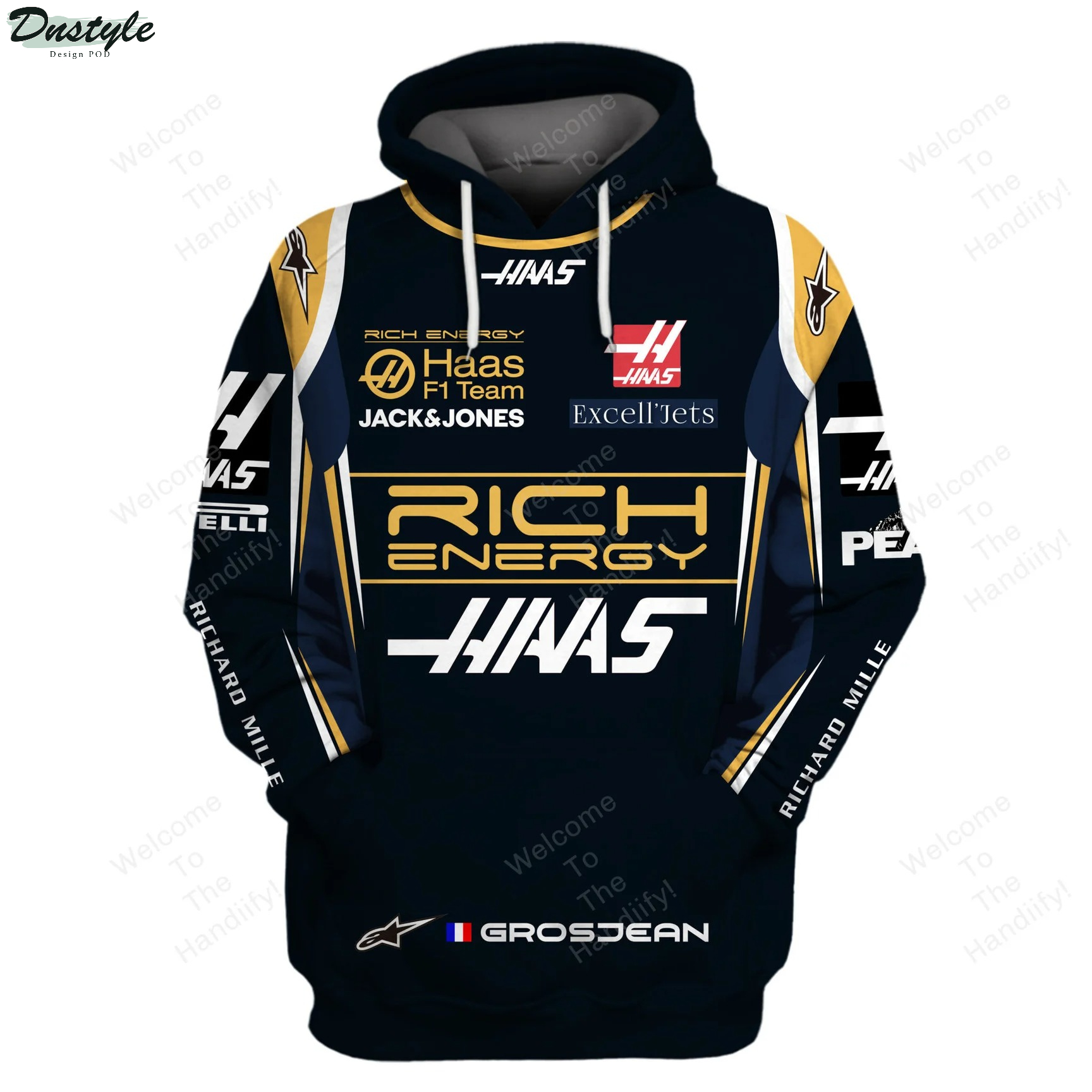 Romain Grosjean Haas F1 Team Racing Rich Energy Jack & Jones All Over Print 3D Hoodie