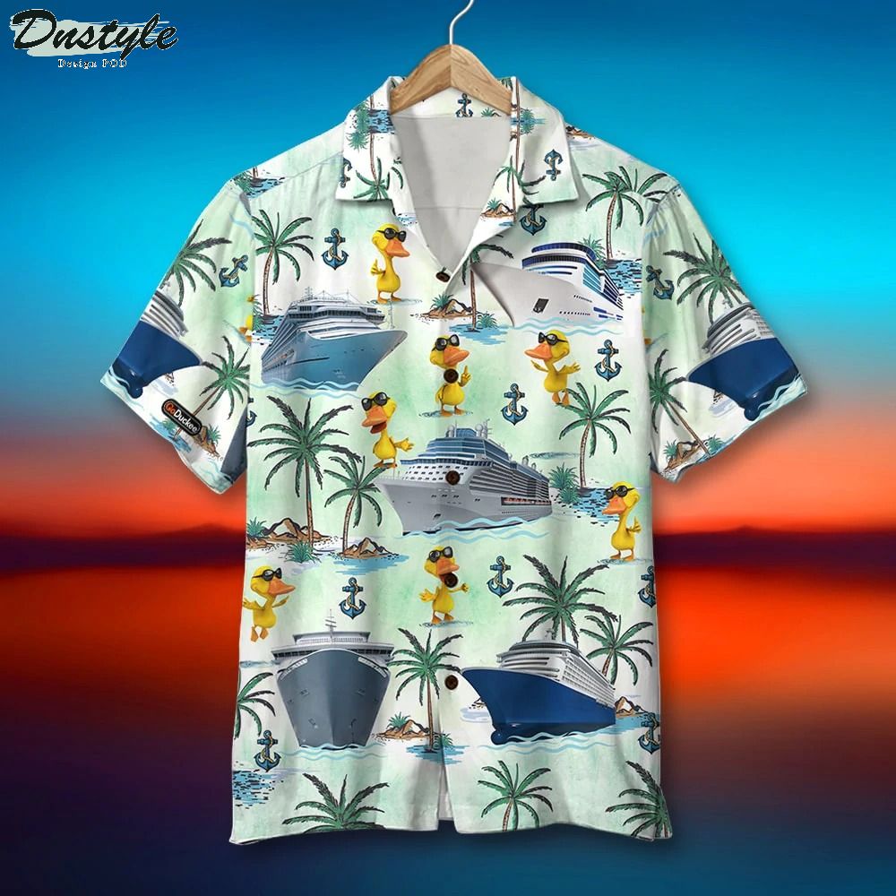 Cruising Duck Palm Tree Pattern Hawaiian Shirt