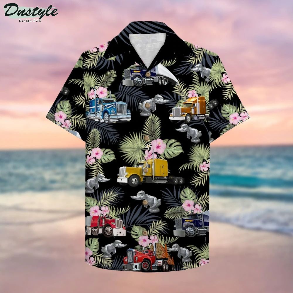Trucker Semitruck Pattern Hawaiian Shirt