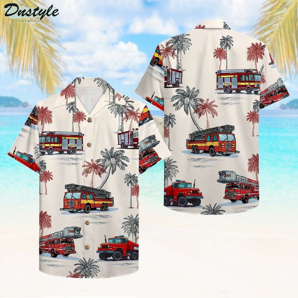Firefighter Fire Truck Pattern Hawaiian Shirt