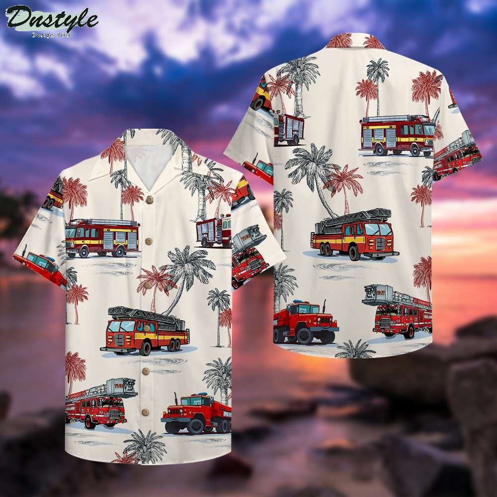 Firefighter Fire Truck Pattern Hawaiian Shirt