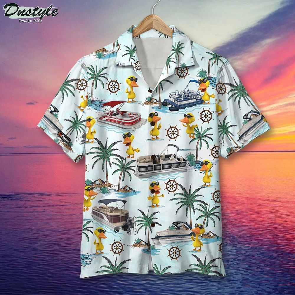 Pontoon Duck Palm Tree Hawaiian Shirt