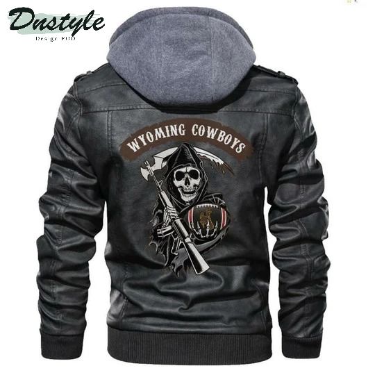 Wyoming Cowboys Ncaa Football Sons Of Anarchy Black Leather Jacket
