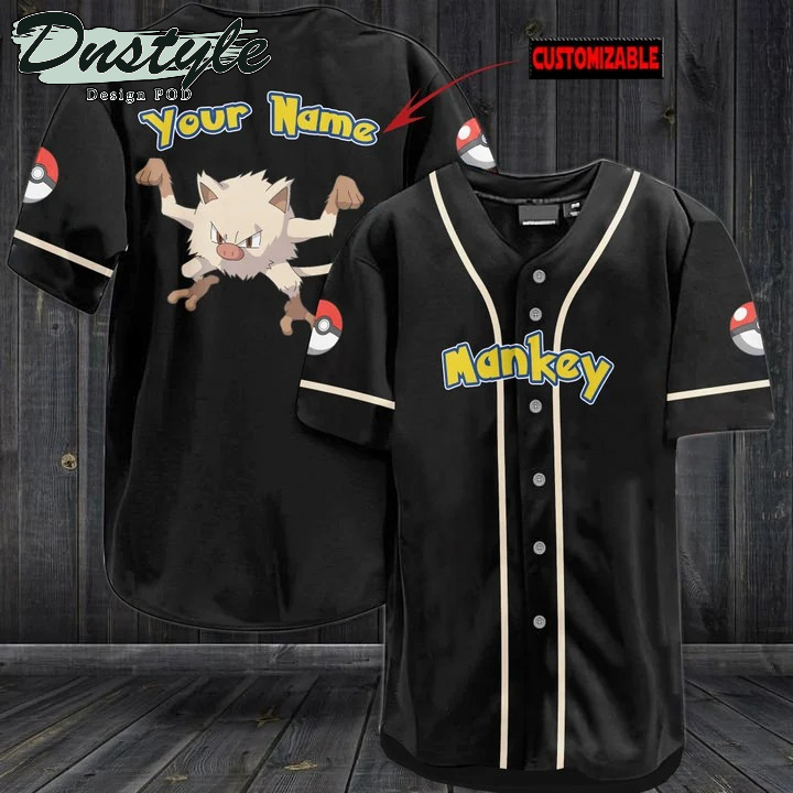 Pokemon Mankey Black Baseball Jersey