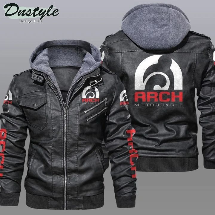 Arch hooded leather jacket