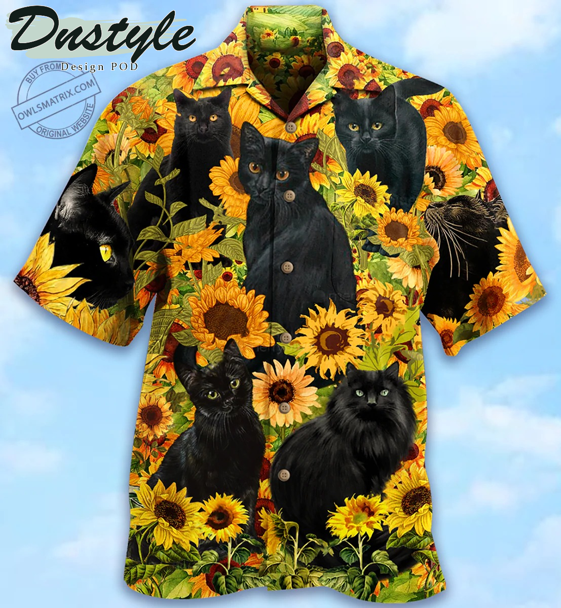 Black Cat Love Sunflower Limited Edition Hawaiian Shirt