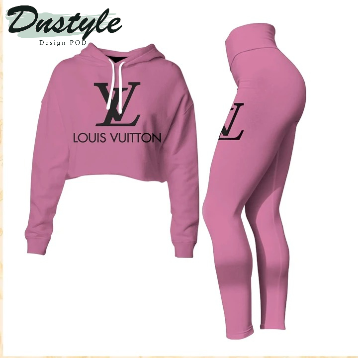 Louis Vuitton Logo LV Pink Combo Crop Hoodie Legging