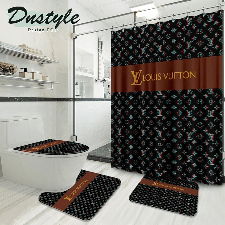 Louis Vuitton Set Shower Curtain Luxury Fashion Brand Bathroom #32