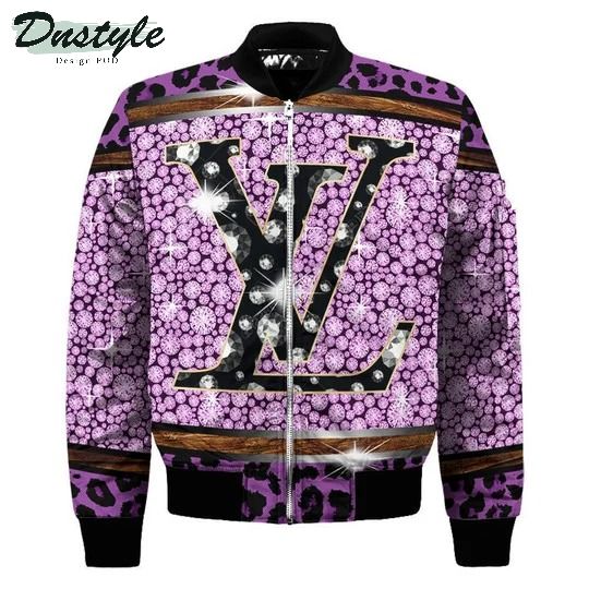 Louis Vuitton Purple Glitter Luxury Brand Fashion Bomber Jacket