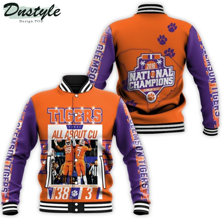 Clemson Tigers 2021 NCAA All About Cu 2016 National Champions Baseball Jacket