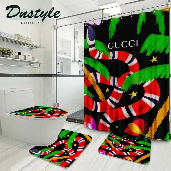 Gucci Snake Luxury Fashion Brand Shower Curtain Bathroom Set #2034