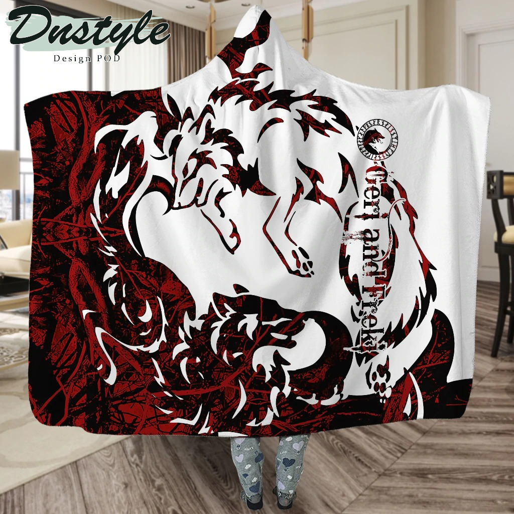 Viking Geri And Freki Legend Red And White Style 01 Hoodie Blanket