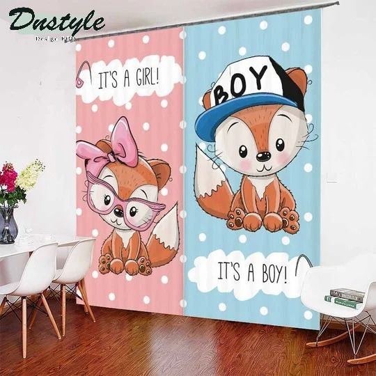 It's A Girl And Boy Fox White Dots Window Curtains