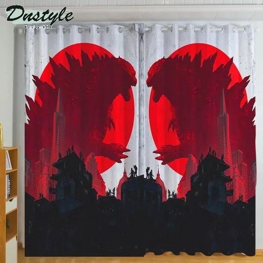 Godzilla Under The Red Moon 3d Printed Window Curtains