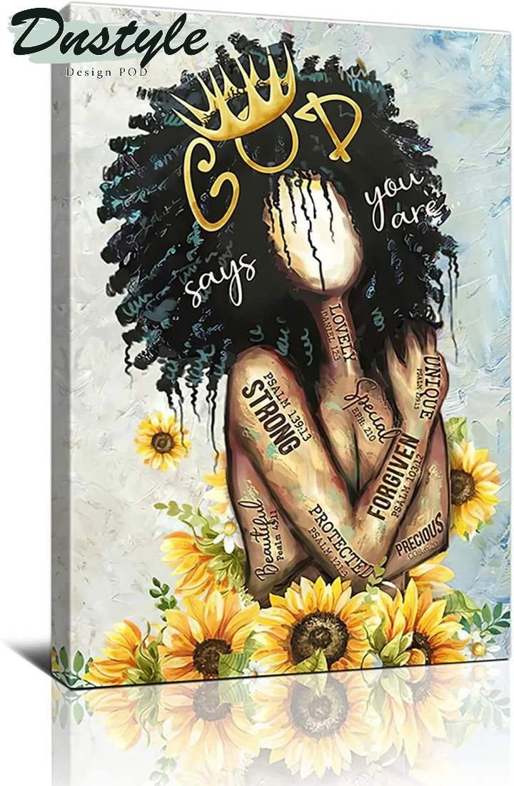 American Black Woman God Says You Are Wall Art Canvas