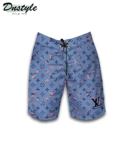 Louis Vuitton Blue Hawaiian Shirt Shorts And Flip Flops