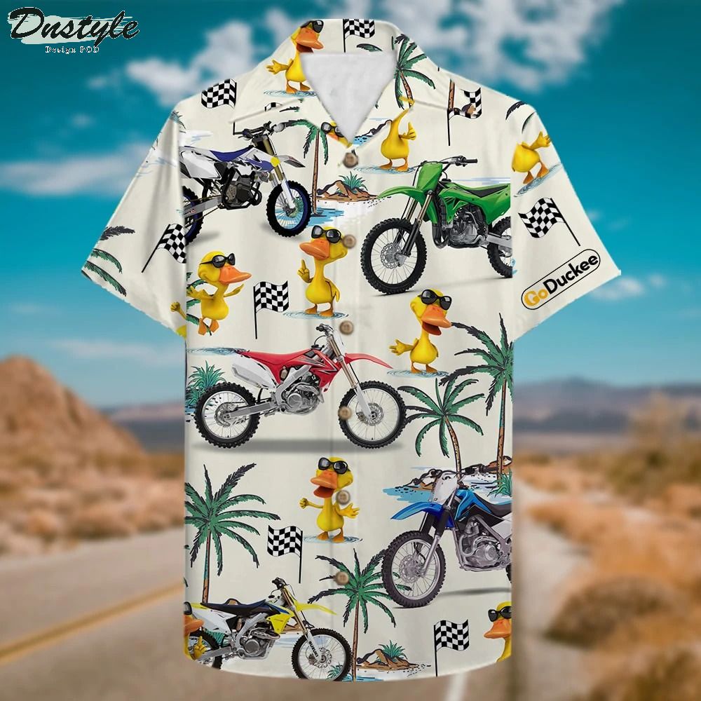 Motocross Dirt Bike And Fancy Duck Hawaiian Shirt