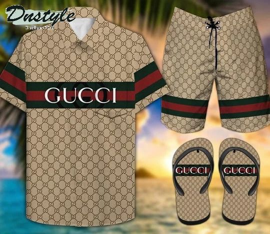 Gucci Hawaiian Shirt Shorts And Flip Flops