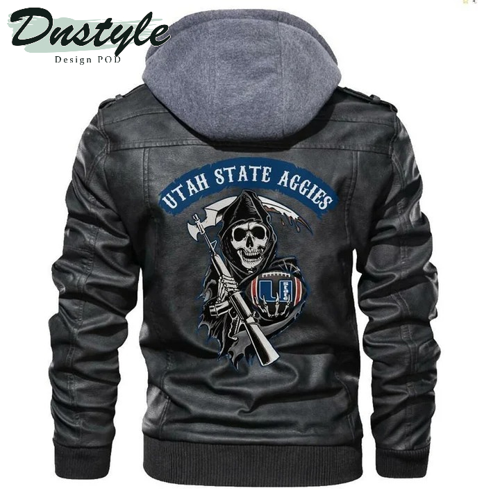 Utah State Aggies NCAA Football Sons Of Anarchy Black Leather Jacket