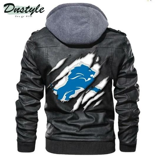 Detroit Lions Nfl Football Sons Of Anarchy Black Leather Jacket