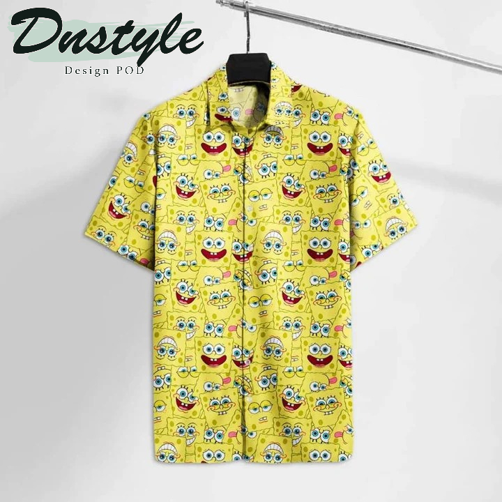 Squarepants Sponge Emoji Faces Hawaii Tshirt Hawaiian Casual Shirt