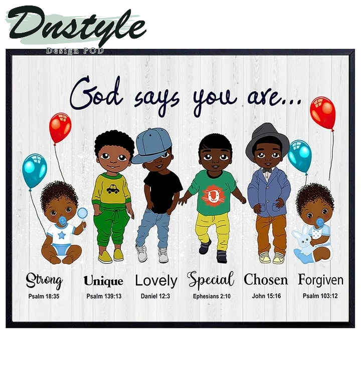 African American Boys God Says You Are Wall Art Canvas