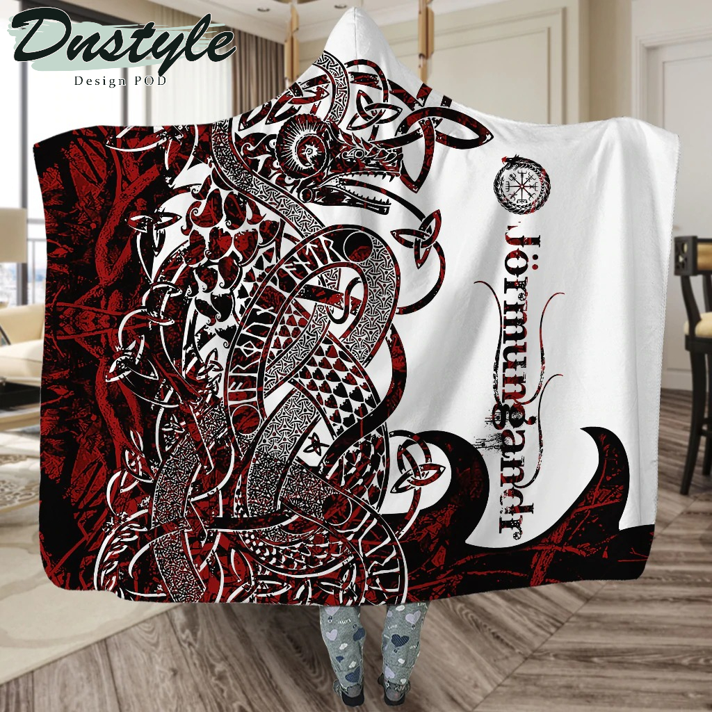 Viking Jörmungandr Legend Red And White Style 01 Hoodie Blanket