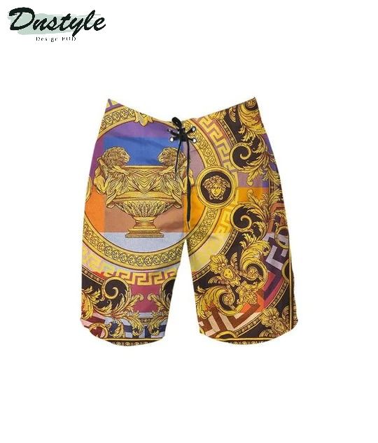 Versace Gold Combo Hawaiian Shirt Shorts And Flip Flops