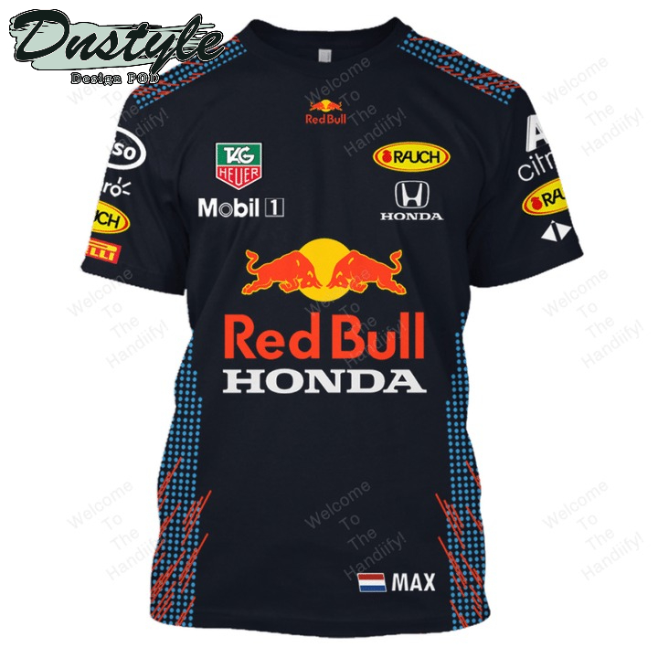 Max Verstappen Red Bull Honda Racing Mobil 1 Navy All Over Print 3D Hoodie