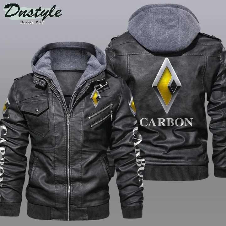 Carbon motor hooded leather jacket