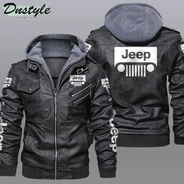 Jeep hooded leather jacket