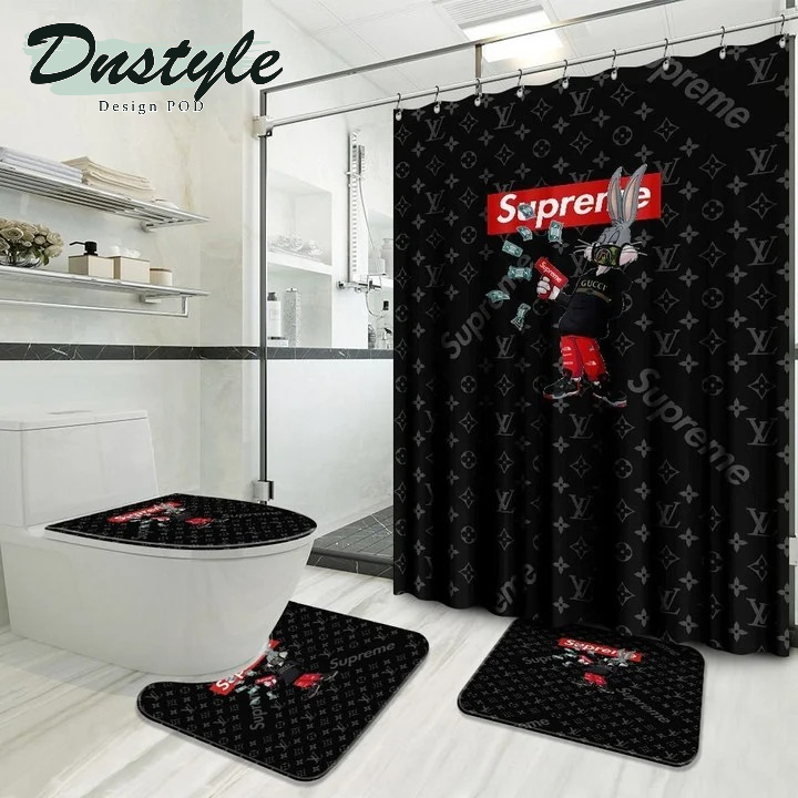 Louis Vuitton Rabbit Supreme Luxury Fashion Brand Bathroom Set Shower Curtain #4