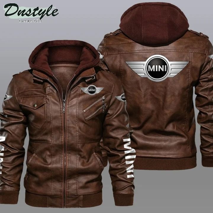 Mini hooded leather jacket