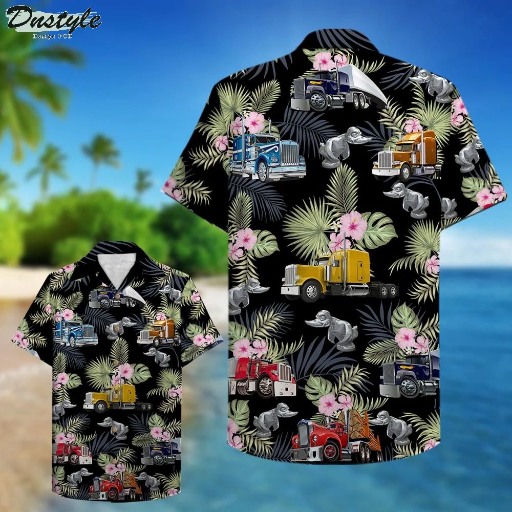 Trucker Semitruck Pattern Hawaiian Shirt