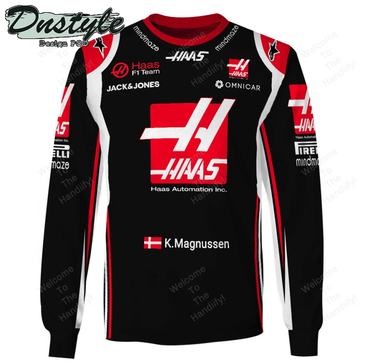 Kevin Magnussen Haas F1 Team Racing Haas Automation Inc Black All Over Print 3D Hoodie