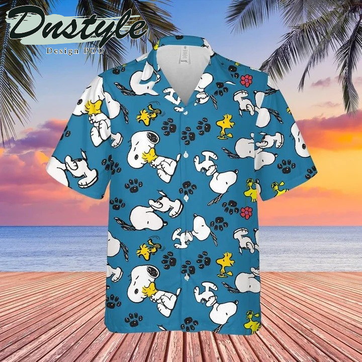 Snoopy With Woodstock And Paw Cartoon Peanuts Hawaiian Shirt