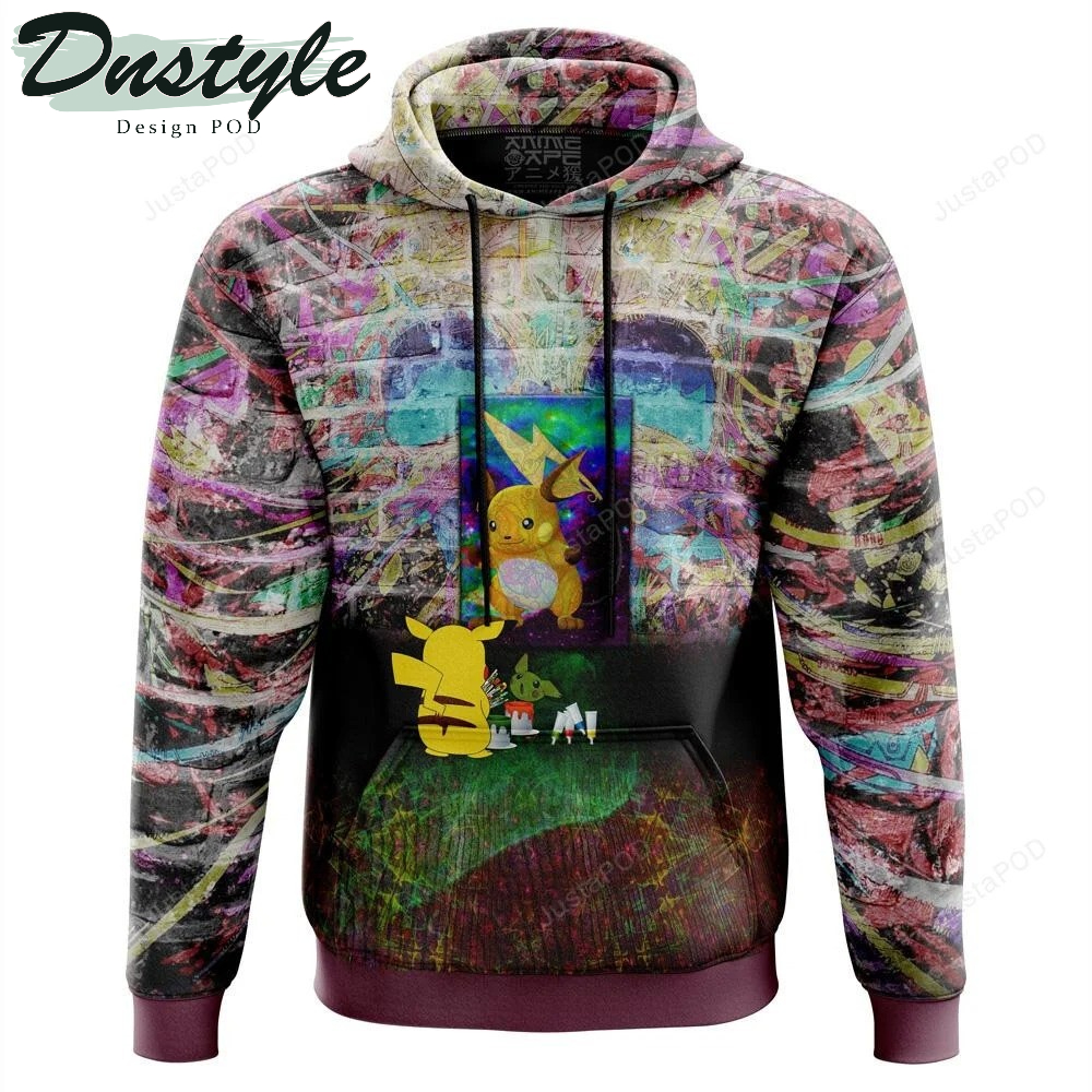Pikachu Painting Pokemon 3D All Over Printed Hoodie
