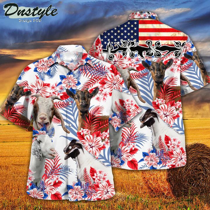 Goat Lovers American Flag Hawaiian Shirt