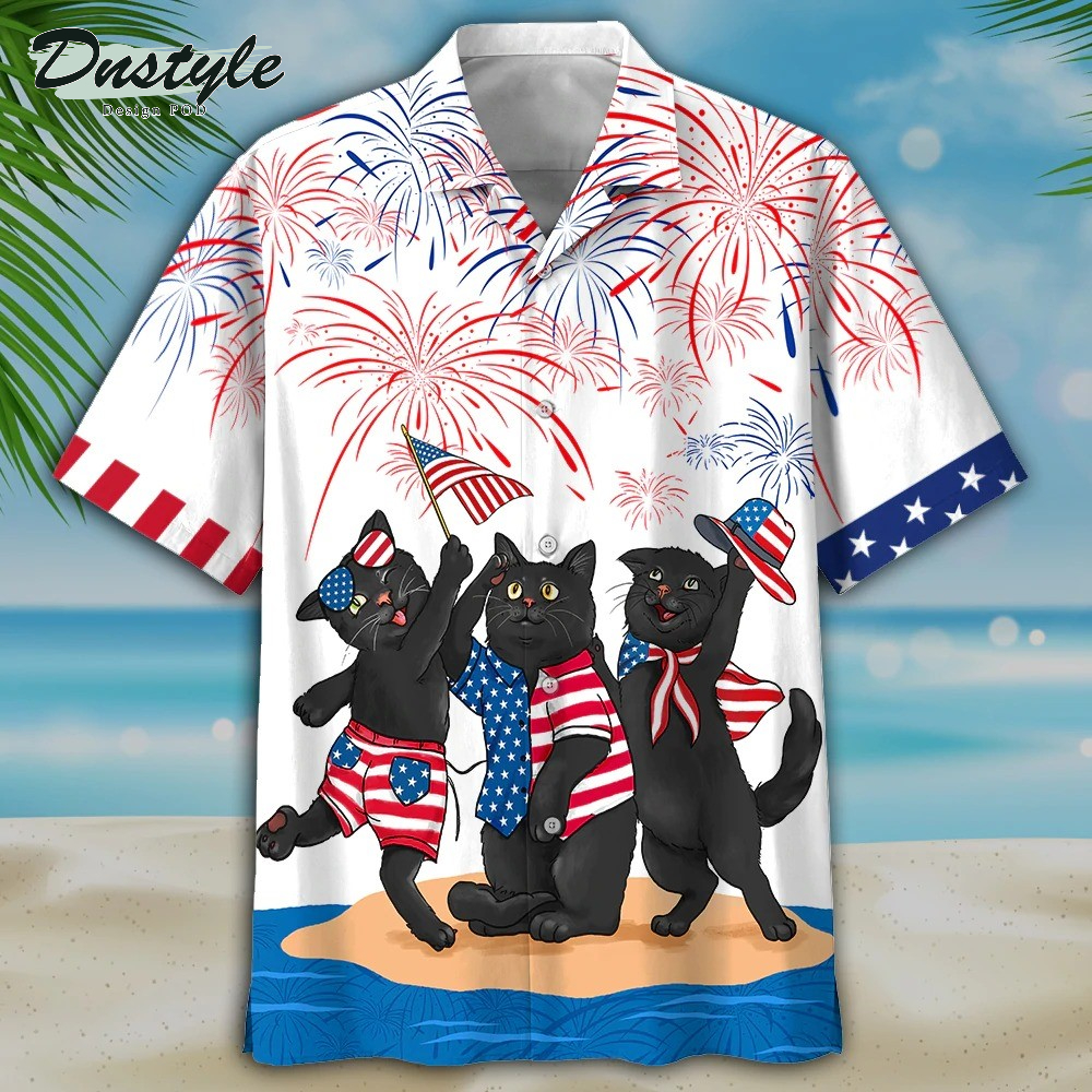 Black Cat Independence Day Is Coming Hawaiian Shirt