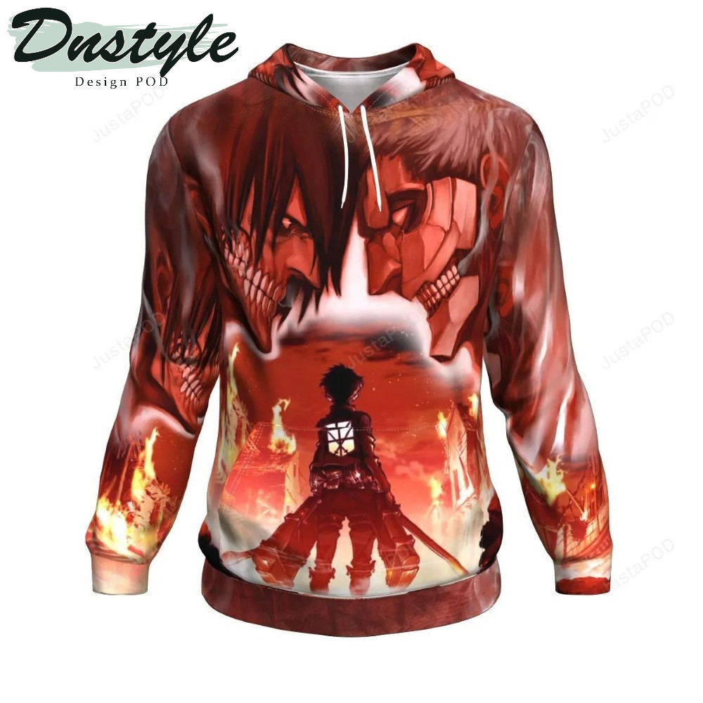 Burning Attack On Titan 3D All Over Printed Hoodie