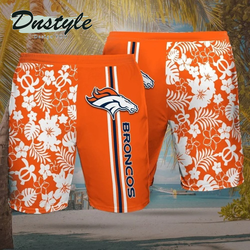 Denver Broncos Foot Team Orange Hawaiian Beach Short