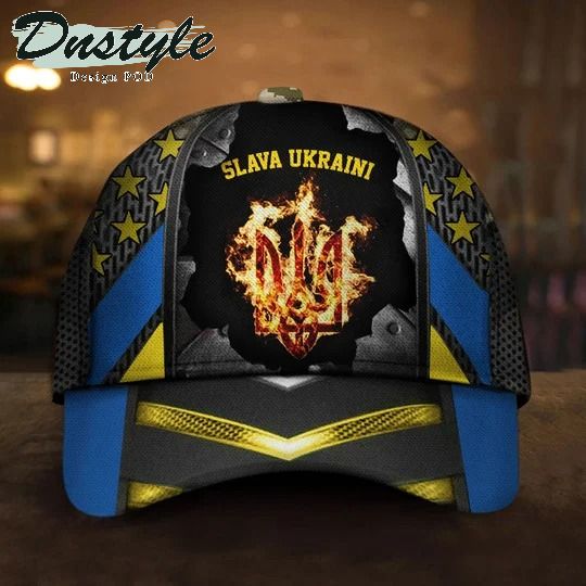 Slava Ukraini Trident Ukraine Symbol Blue Hat