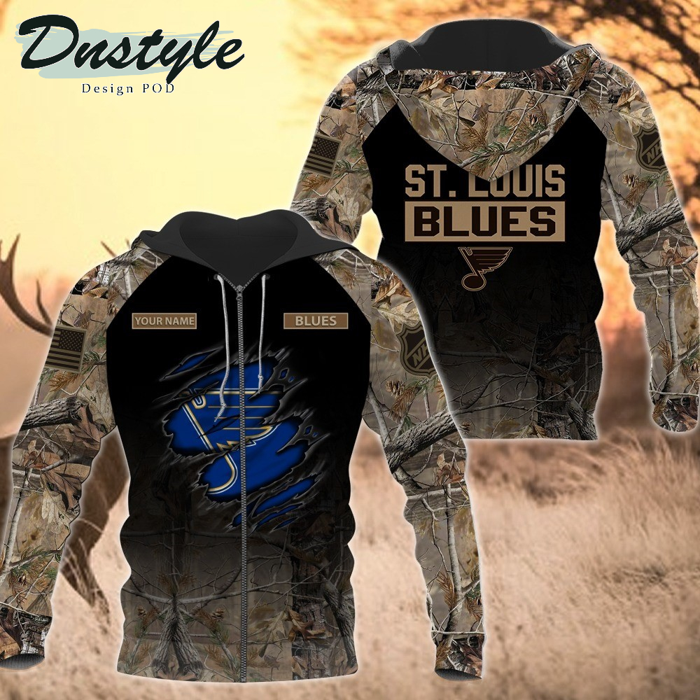 St. Louis Blues Hunting Camo Personalized 3D Hoodie