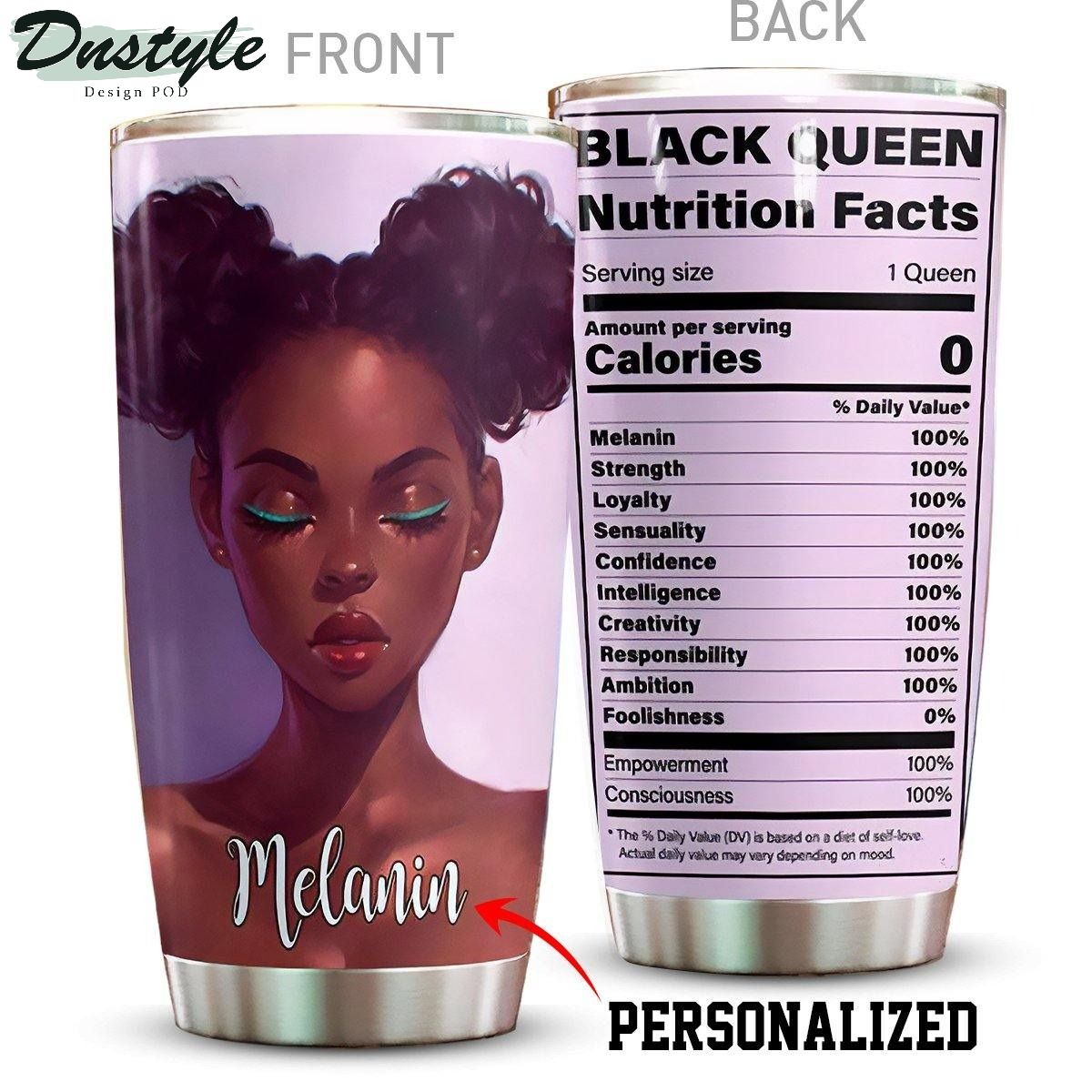 Personalized Black Girl Nutrition Facts Tumbler