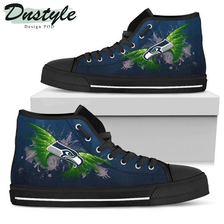 Angel Wings Seattle Seahawks NFL Canvas High Top Shoes