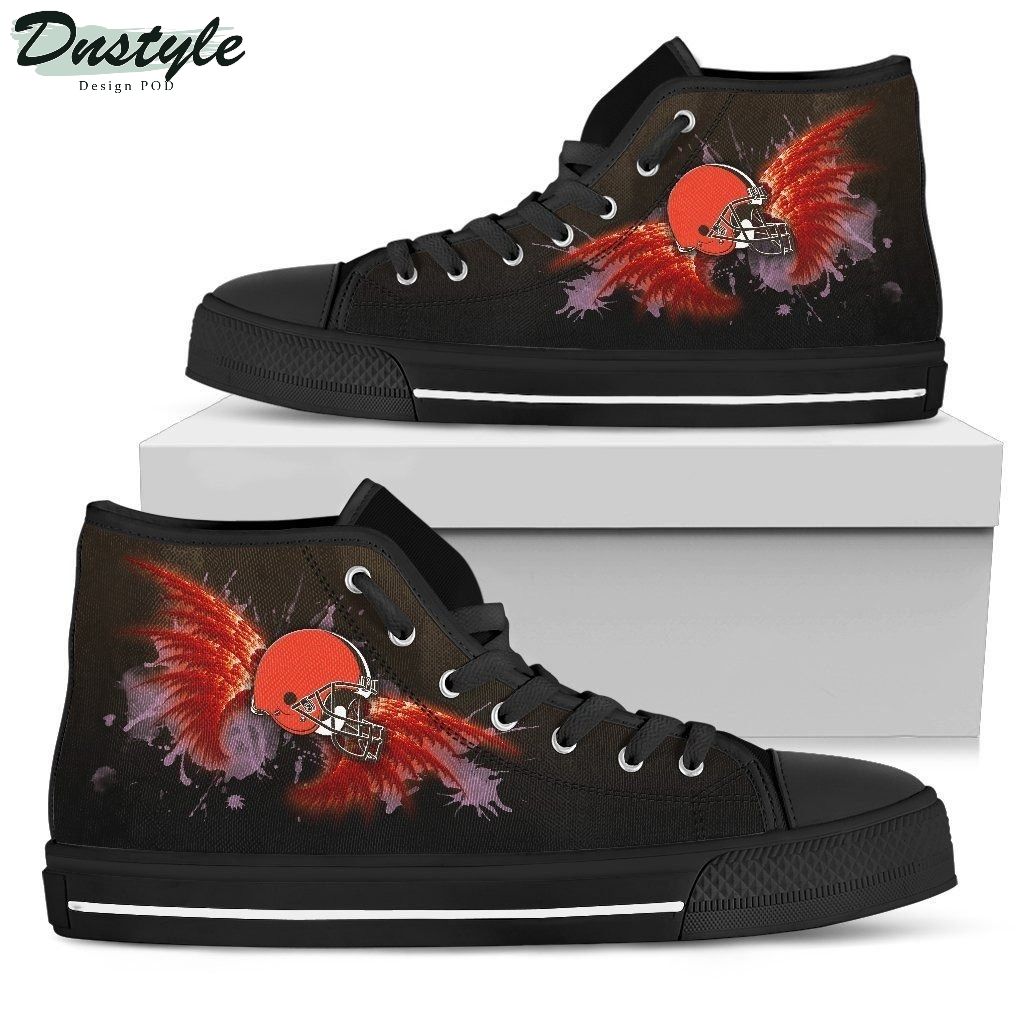 Angel Wings Cleveland Browns NFL Canvas High Top Shoes